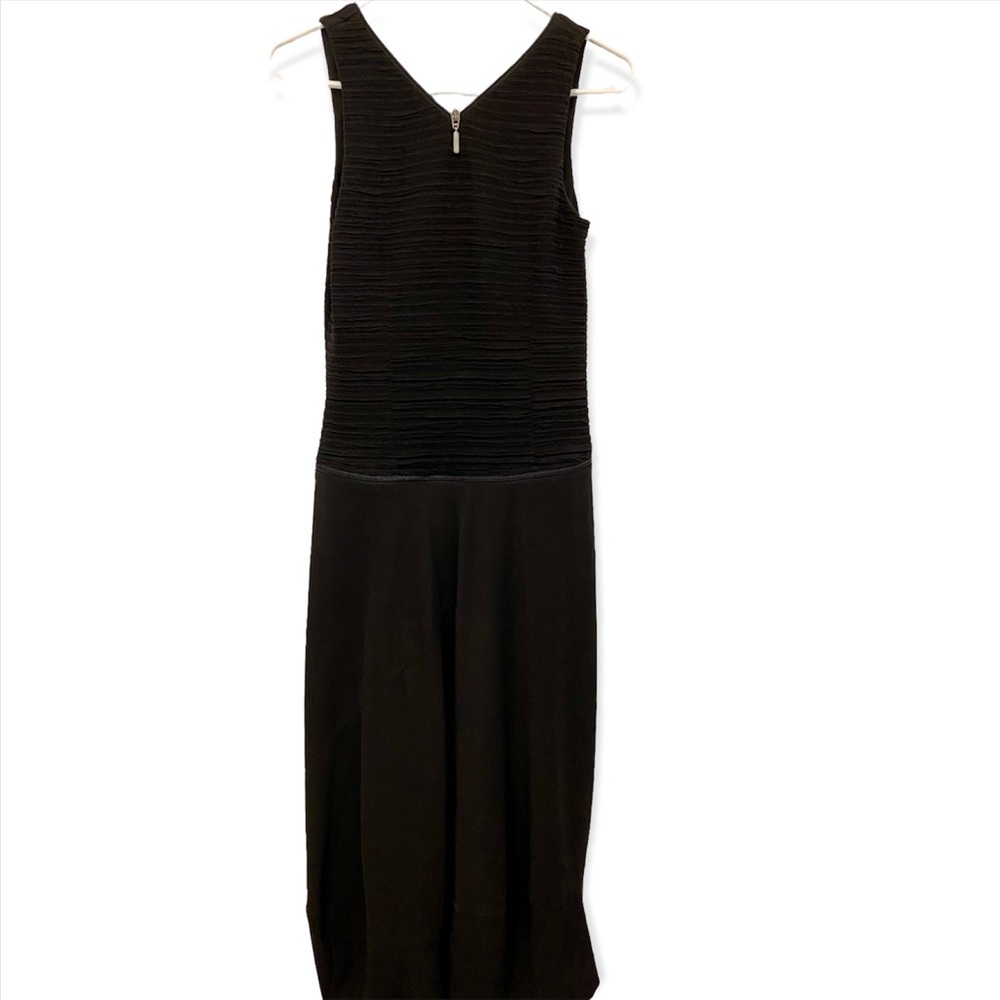 Sarah Pacini long black zipper dress with detachable asymmetrical skirt